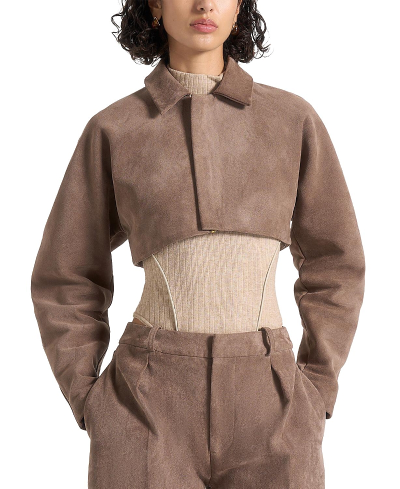 Maniere De Voir Elya Suede Super Cropped Jacket