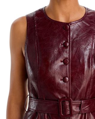 Faux Leather Belted Mini Dress - Exclusive - thumbnail 3