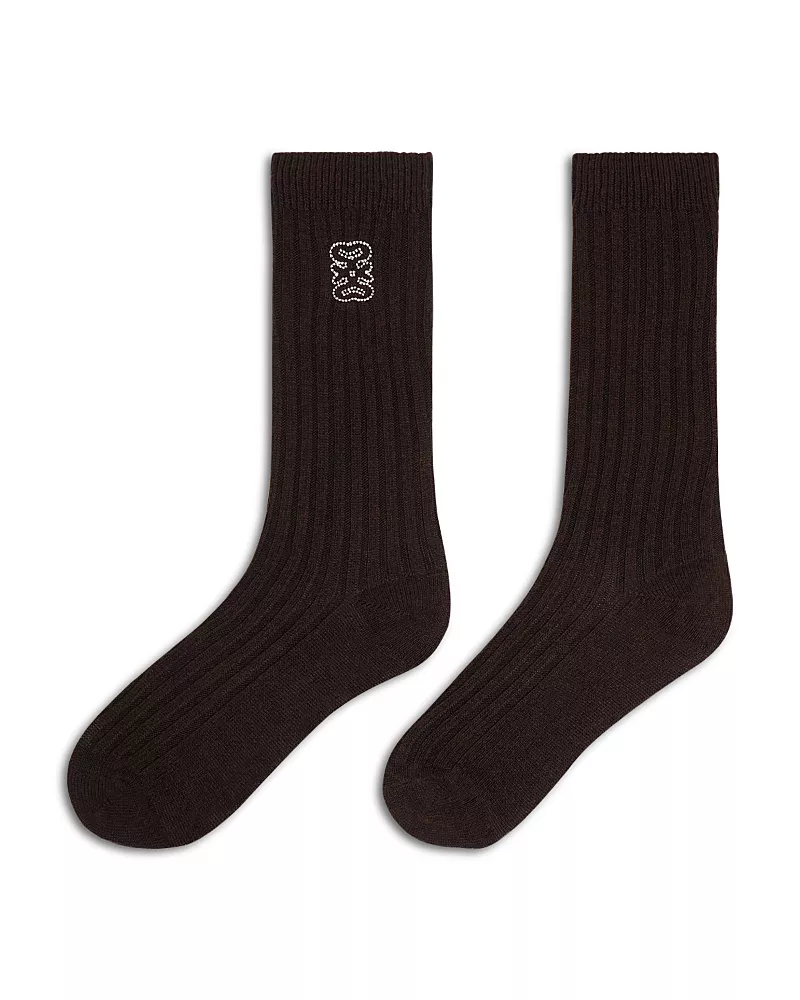 Sandro Ribbed Logo Socks