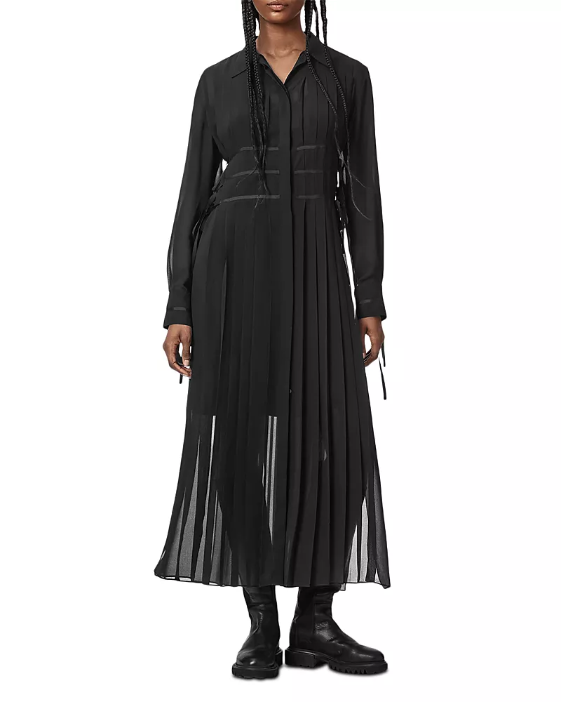 Allsaints Kass Pleated Shirt Dress