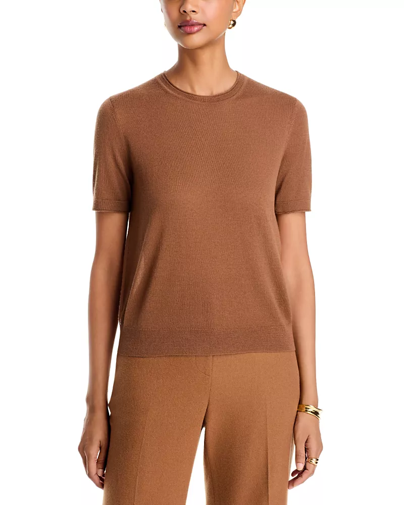 Lafayette 148 New York Crewneck Cashmere Short Sleeve Sweater