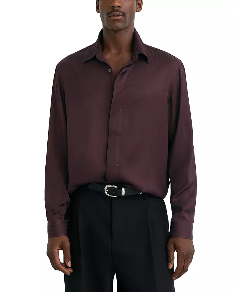 Reiss Herringbone Stripe Point Collar Shirt