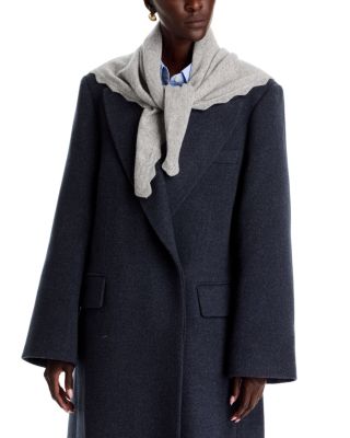Scallop Knit Wool Triangle Scarf