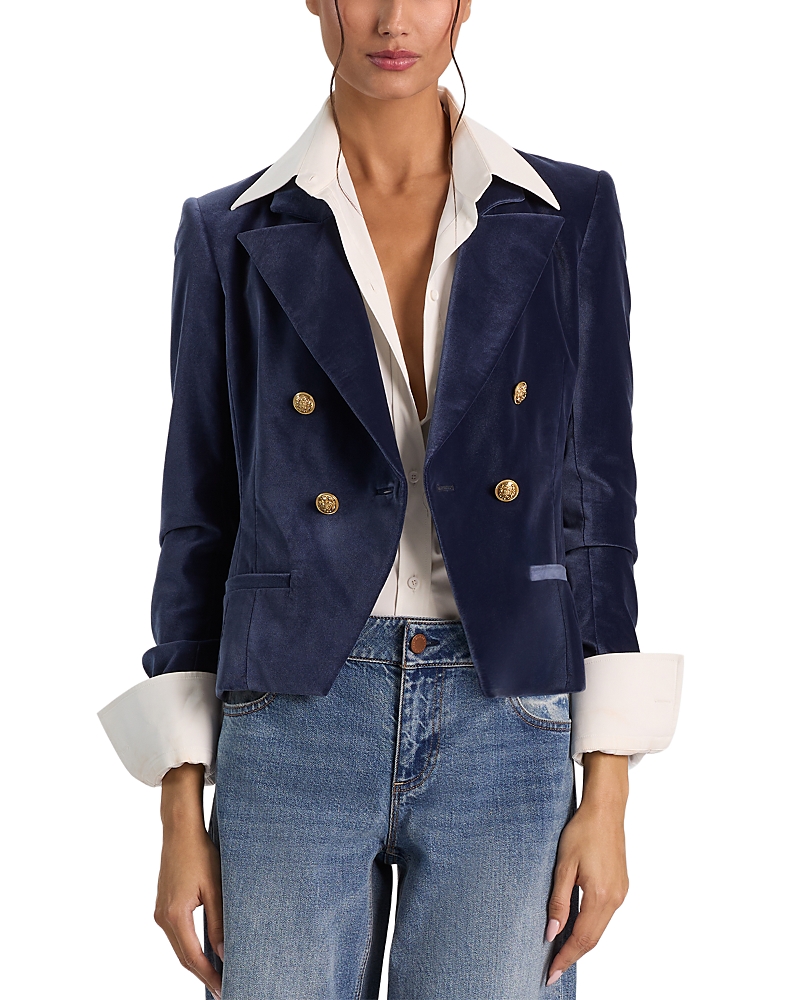 Alice And Olivia Velvet Double Breasted Blazer
