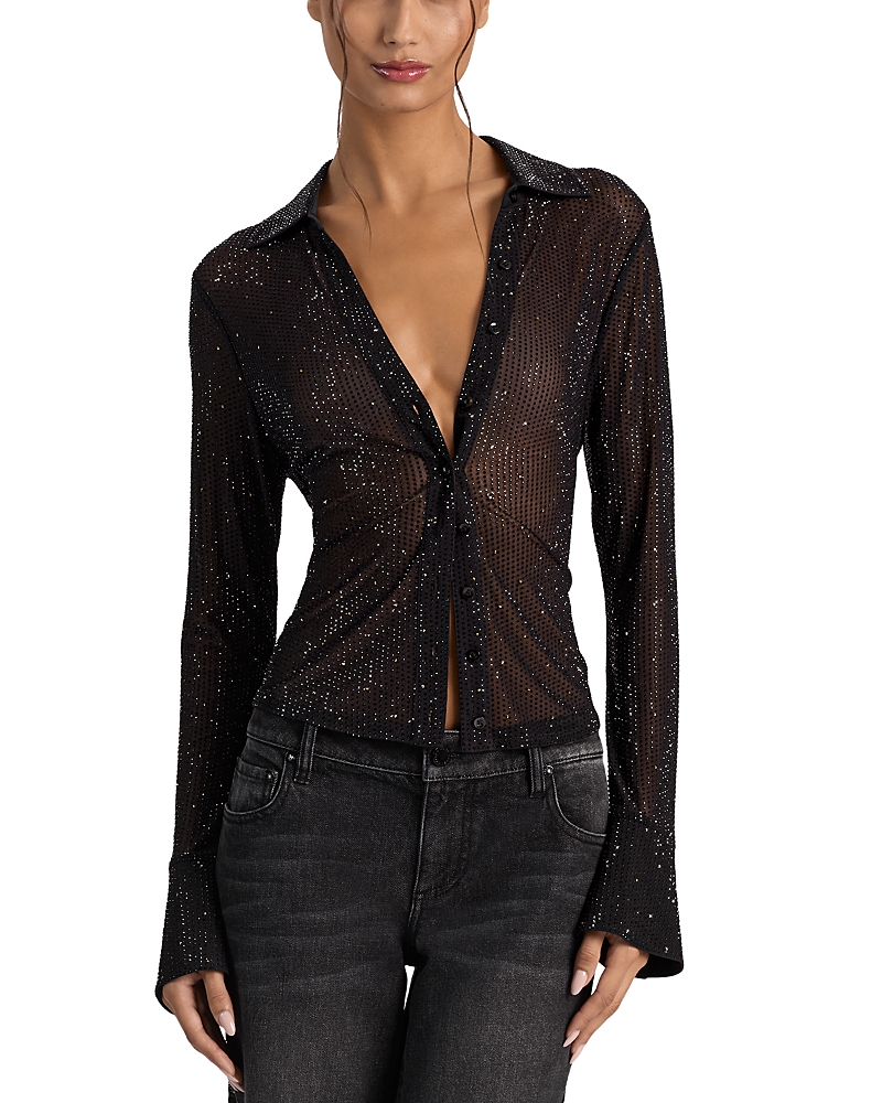 Alice And Olivia Freya Embellished Fitted Top