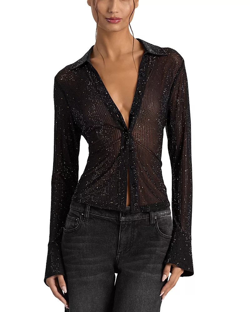 Alice and Olivia Freya Embellished Fitted Top