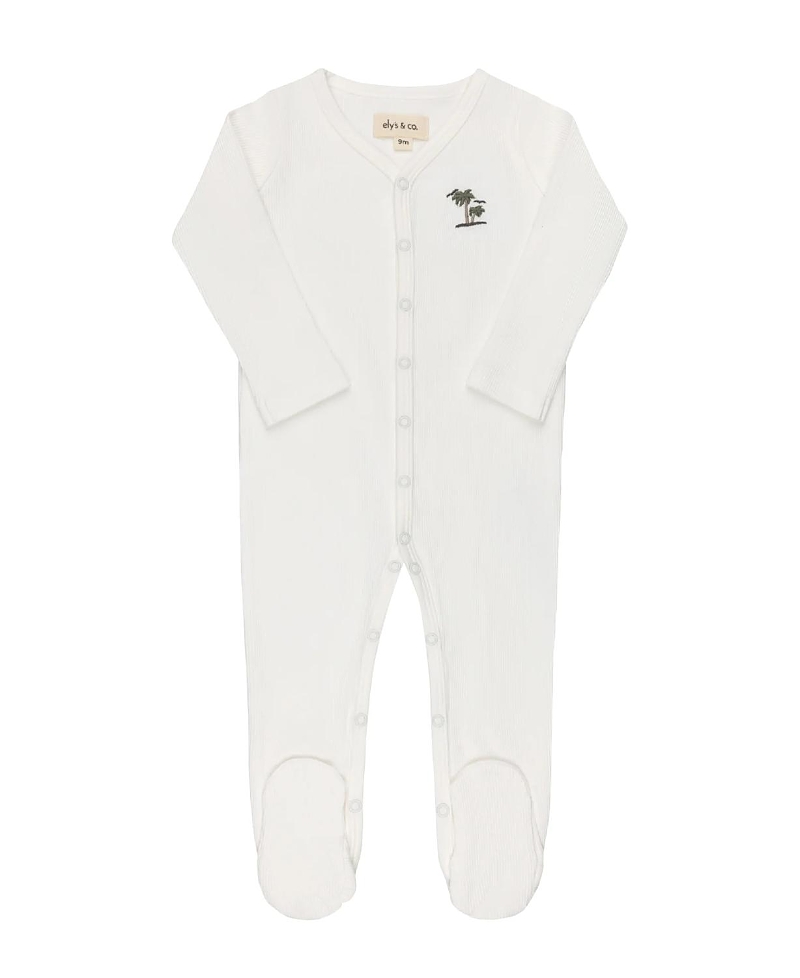 Ely's & Co. Boys' Embroidered Palm Trees Collection Footie - Baby In White
