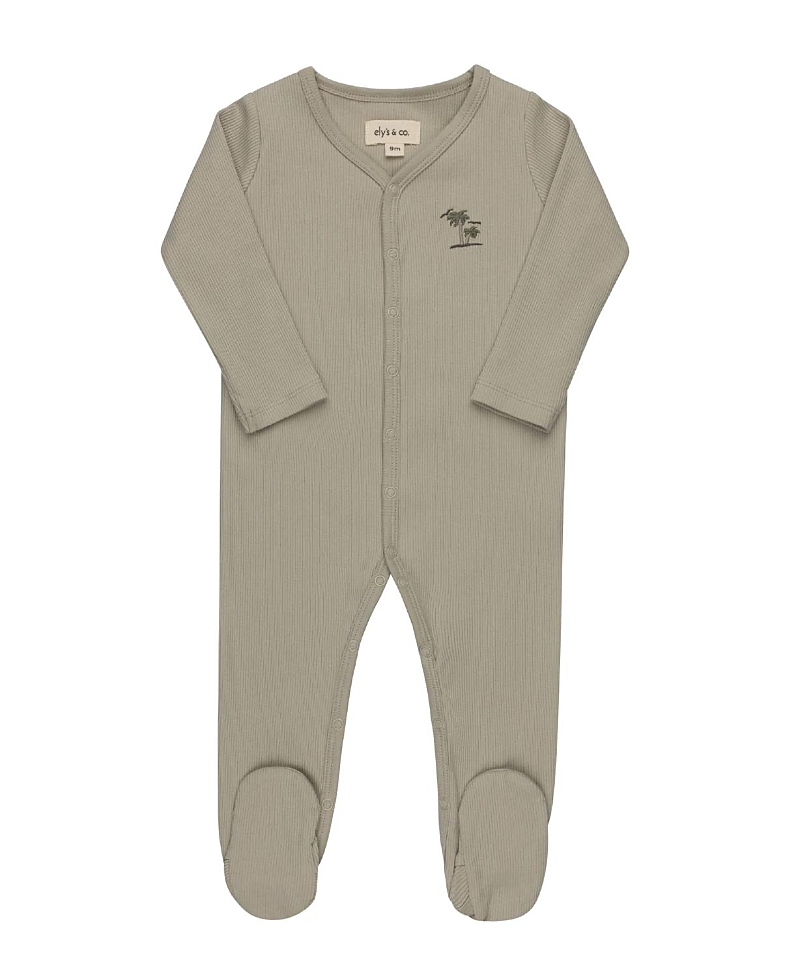 Ely's & Co. Boys' Embroidered Palm Trees Collection Footie - Baby In Gray
