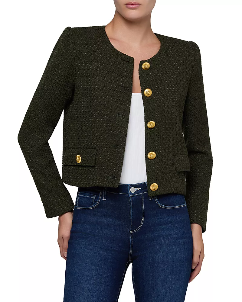 L'Agence Zell Textured Collarless Jacket