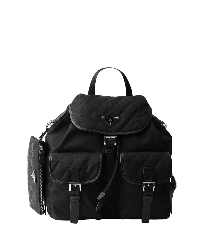 Prada Medium Quilted Re-Nylon Backpack With Saffiano Leather Trim · OS