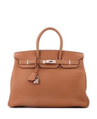 Birkin 35 Handbag Brown Togo with Palladium Hardware