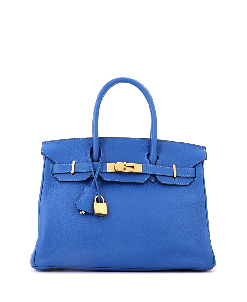 Pre-Owned HERMES Birkin 30 Clemence Gold Tone Satchel