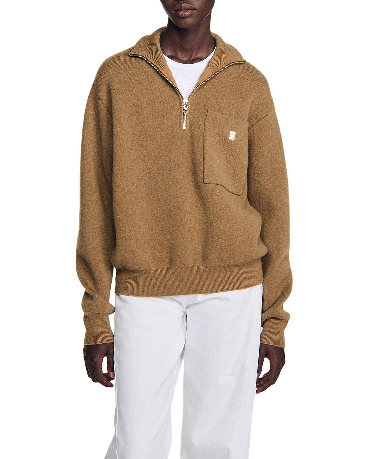 Sandro Mathea Wool Blend Half Zip Sweater