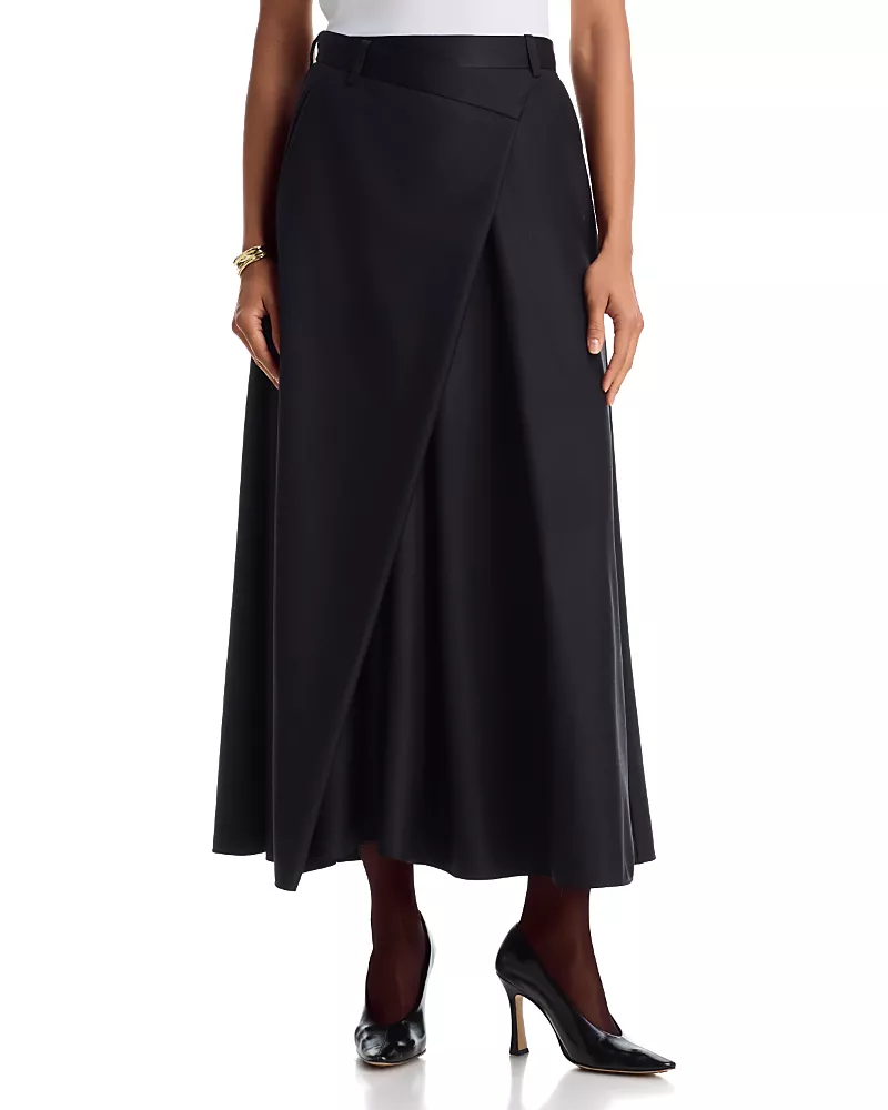 Heirlome Tetchan Wool Blend Crossover Waist Midi Skirt
