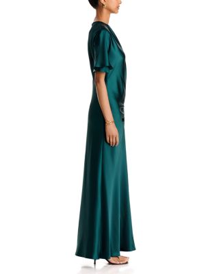 Stretch Satin Ruched Gown - Exclusive - thumbnail 5