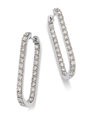 Diamond Inside Out Oblong Hoop Earrings in 14K White Gold, 3.0 tcw