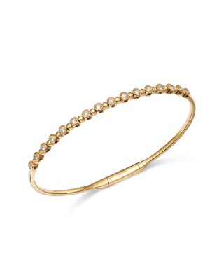 Diamond Bezel Link Bangle Bracelet in 14K Yellow Gold, 0.50 tcw