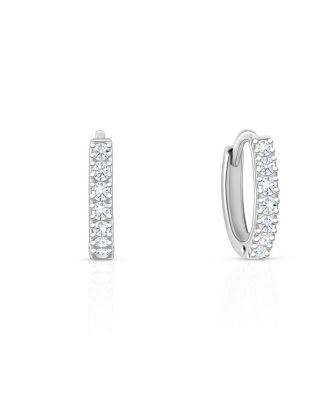 Girls' Sterling Silver Timeless Pave Huggie Hoop Earrings - Baby, Little Kid, Big Kid