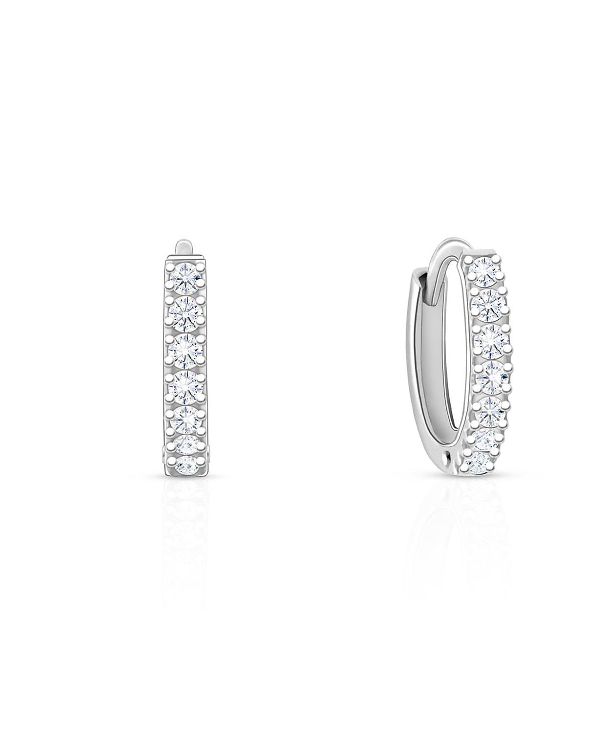 Tiny Blessings Girls' Sterling Silver Timeless Pave Huggie Hoop Earrings - Baby, Little Kid, Big Kid