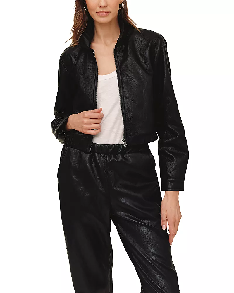 Bella Dahl Faux Leather Cropped Bomber Jacket