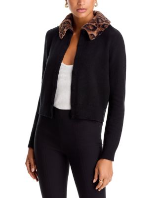 Leopard Faux Fur Collar Cardigan - Exclusive