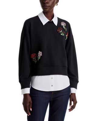 Justina Rhinestone Roses Layered Sweater 