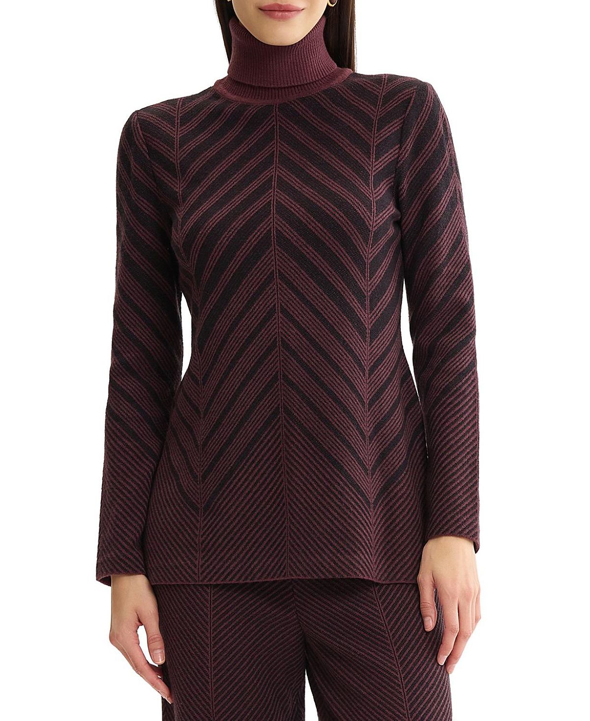 Misook Cheveron Turtleneck Knit Tunic