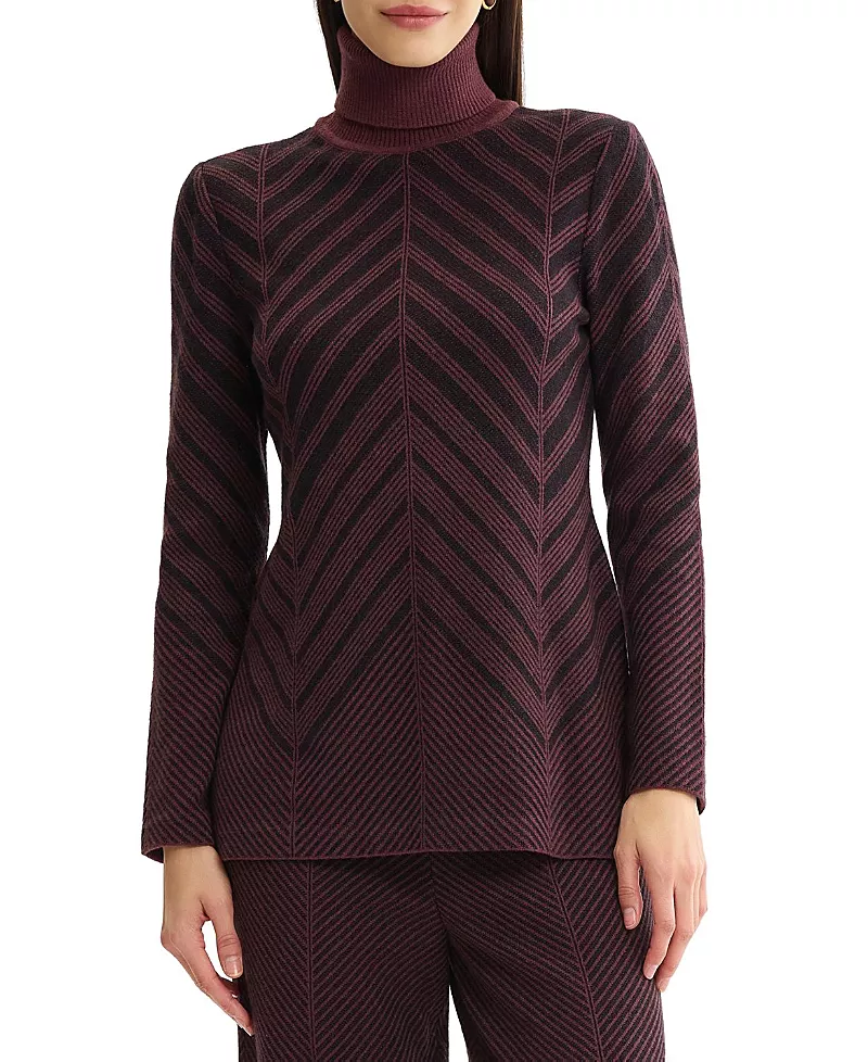 Misook Cheveron Turtleneck Knit Tunic