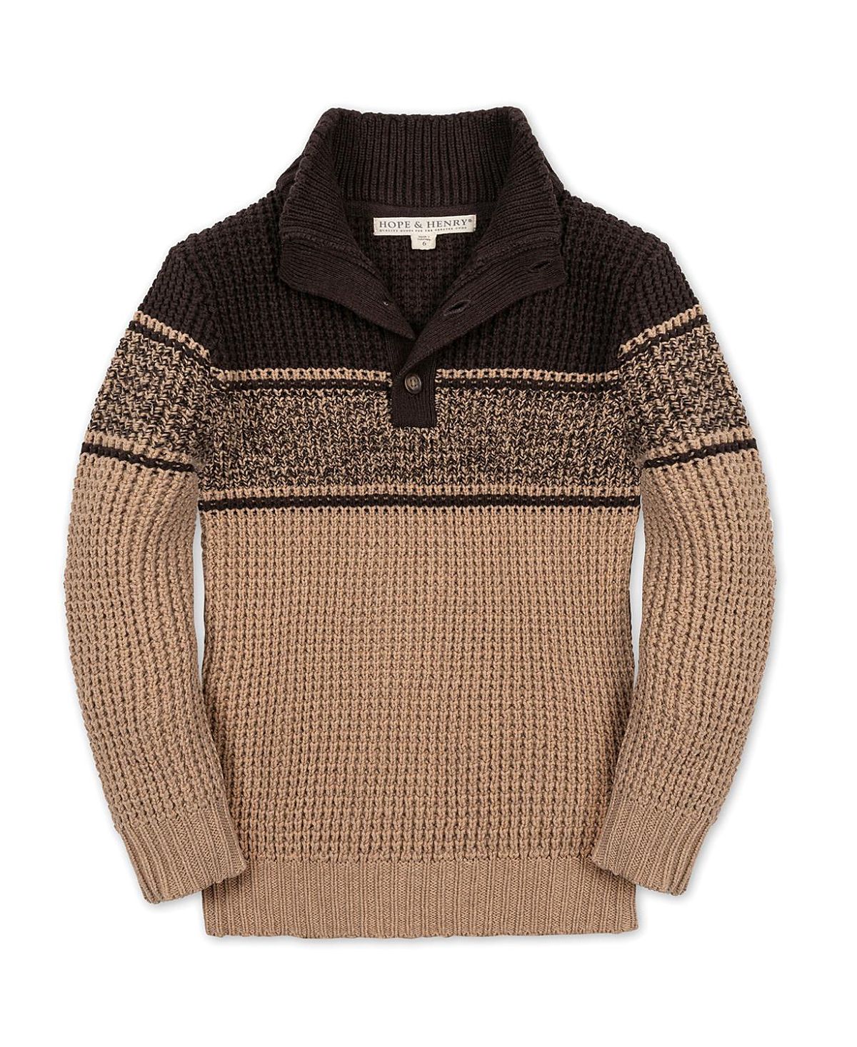 Hope & Henry Boys' Organic Mock Neck Waffle Sweater - Big Kid