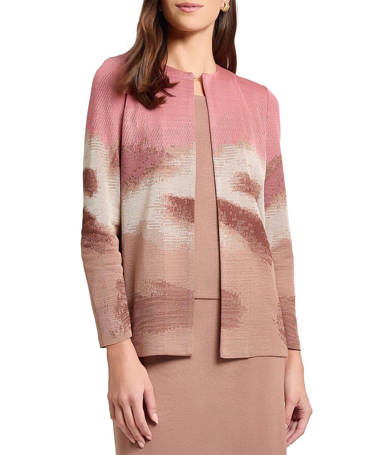Misook Heritage Landscape Pattern Knit Jacket