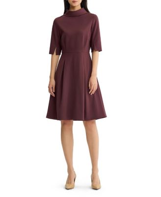 A-Line Pleated LuxeStretch Ponte Dress