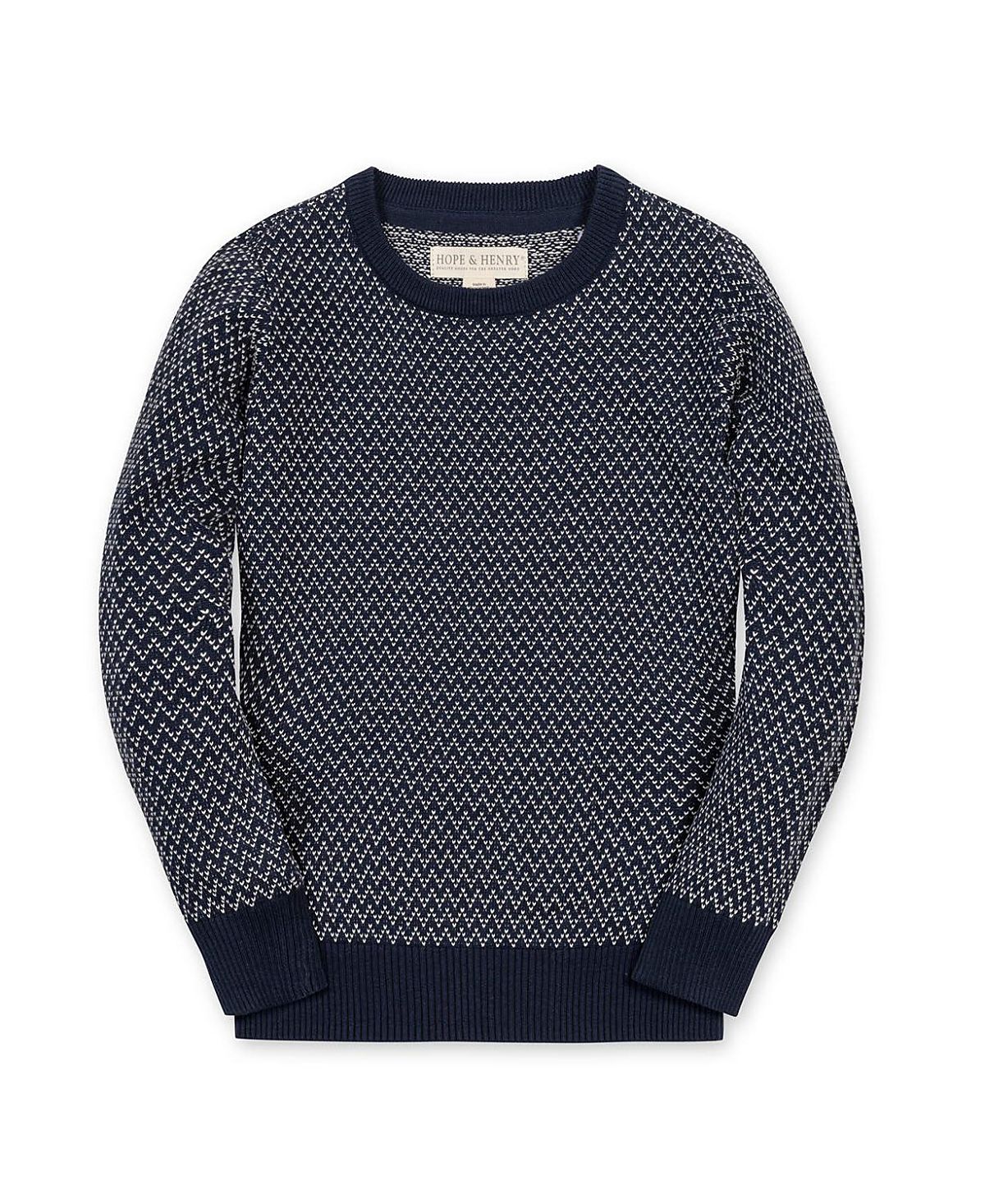 Hope & Henry Boys' Organic Fine Gauge Crew Neck Sweater - Little Kid