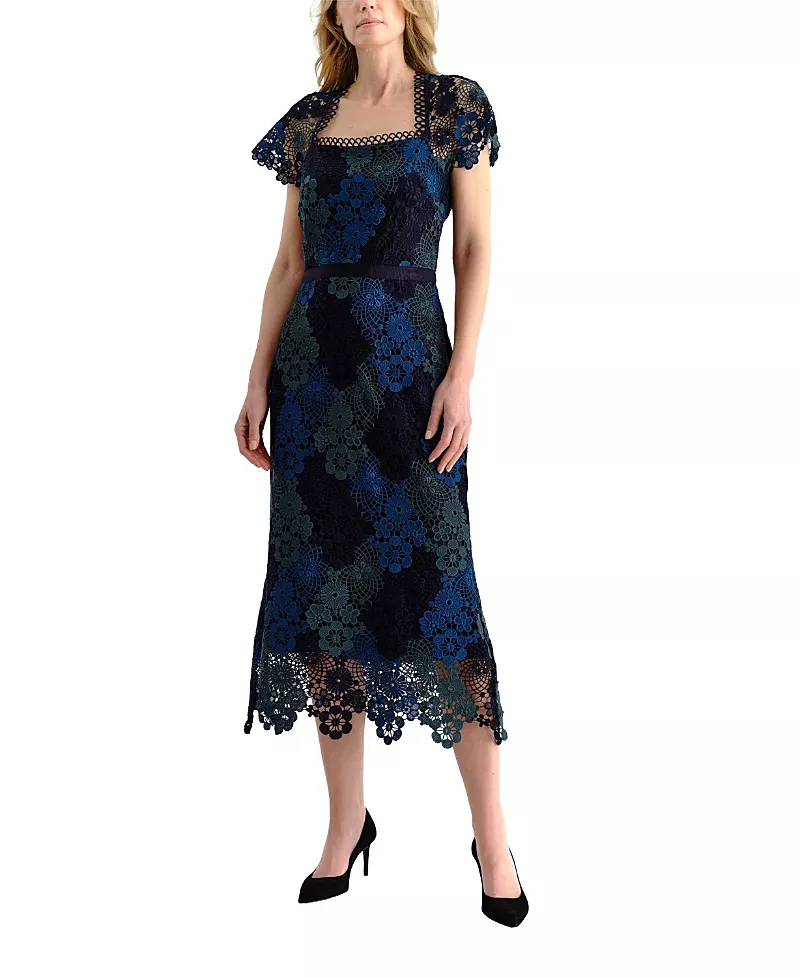 Cartolina Waverly Ombre Lace Midi Dress