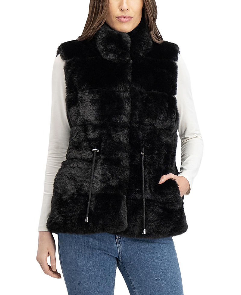 Lyla Grant Faux Fur Rex Rabbit Vest In Black