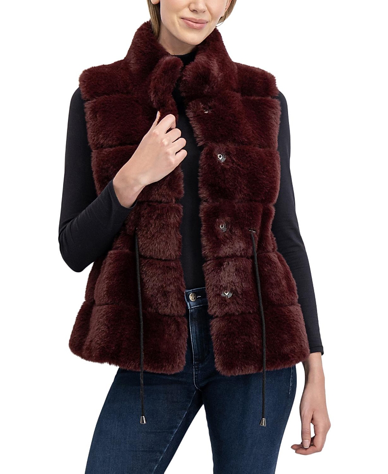 Lyla Grant Faux Fur Rex Rabbit Vest In Brown