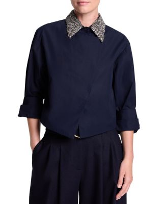 New Chapter Crystal Collar Cotton Top