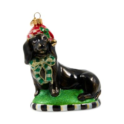 Holiday Dachshund Dog Glass Ornament