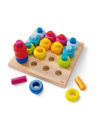 Rainbow Whirls Wooden Sorting and Stacking Game - Age 2+