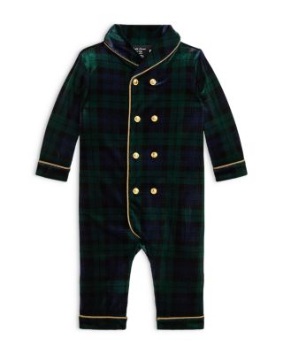 Boys' Plaid Velour Double Breasted Coverall - Baby