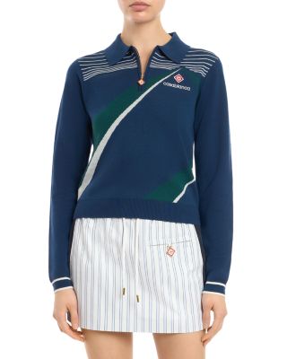 Casablanca Pyramid Jacquard Long Sleeve Polo Half Zip Top