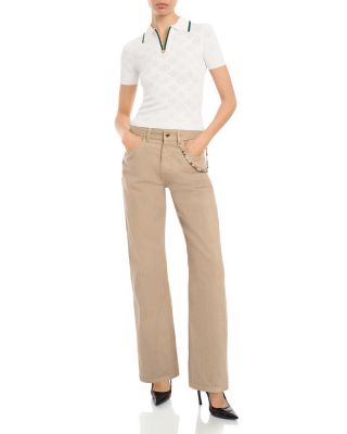 Pointelle Monogram Half Zip Polo Shirt - thumbnail 2
