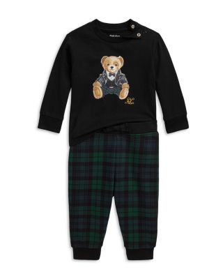 Boys' Polo Bear Tee & Plaid Fleece Pants Set - Baby