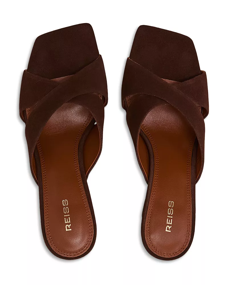 Reiss Women's Rochelle Suede Crossover Mules