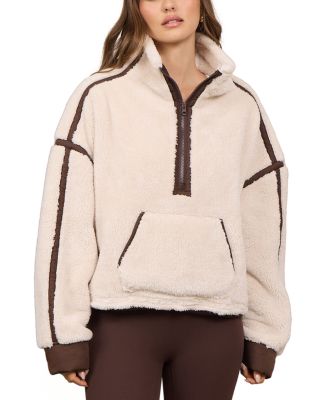 Contrast Binding Sherpa Quarter Zip Jacket