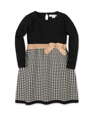 Girls' Organic Long Sleeve Skater Sweater Dress with Bow - Baby, Little Kid, Big Kid