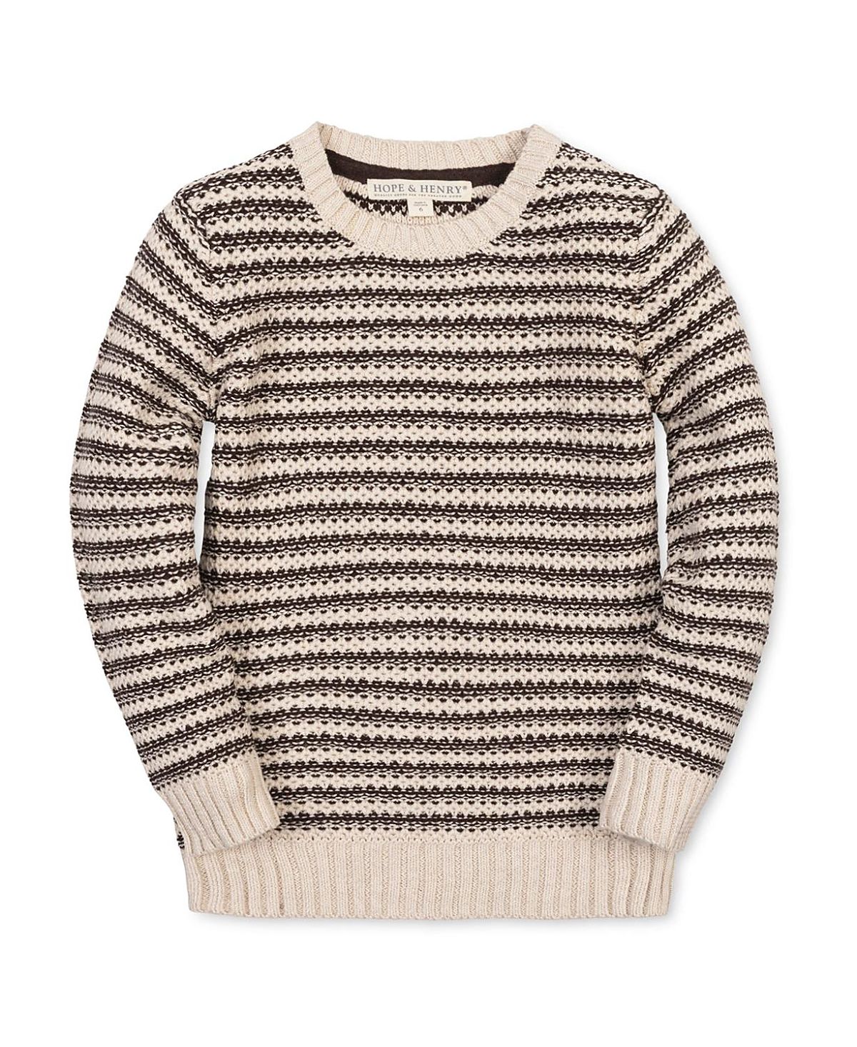 Hope & Henry Boys' Organic Striped Crew Neck Pullover Sweater - Little Kid, Big Kid
