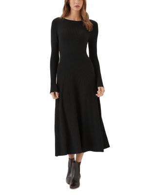 Round Neck Rib Knit Seamless Midi Sweater Dress