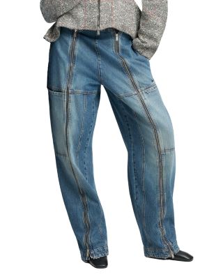 Barrel Zip Jeans in Mid Blue Vintage