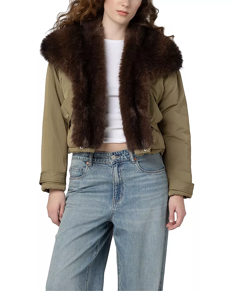 Blanknyc In Rotation Faux Fur Collar Jacket
