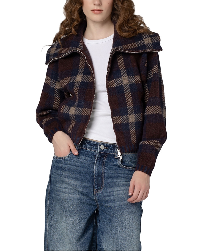 Blanknyc Plaid Funnel Collar Jacket